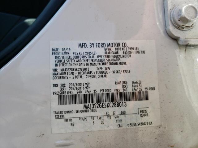 Photo 10 from auction – 2019 FORD ECOSPORT S with VIN MAJ3S2GE5KC288013