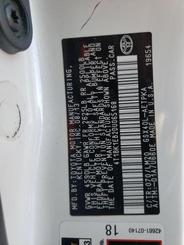 Photo 10 from auction – 2013 TOYOTA AVALON BAS with VIN 4T1BK1EB2DU065168