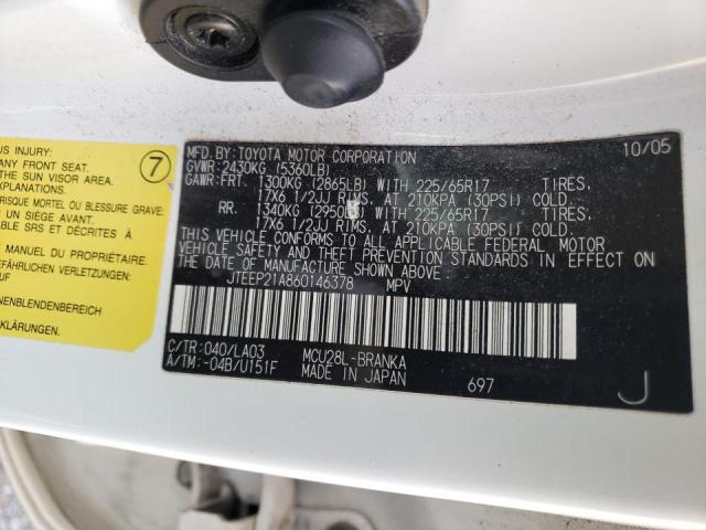 Photo 10 from auction – 2006 TOYOTA HIGHLANDER with VIN JTEEP21A860146378