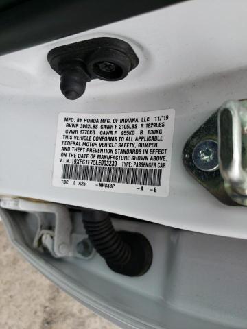 Photo 10 from auction – 2020 HONDA CIVIC EXL with VIN 19XFC1F75LE003239