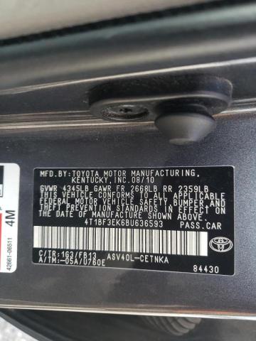 Photo 10 from auction – 2011 TOYOTA CAMRY BASE with VIN 4T1BF3EK6BU636593