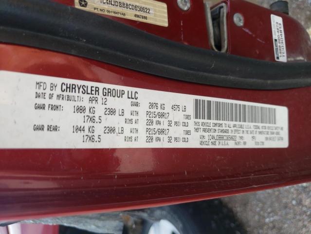 Photo 10 from auction – 2012 JEEP COMPASS SP with VIN 1C4NJDBB8CD650622