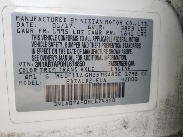 Photo 10 from auction – 2017 NISSAN SENTRA S with VIN 3N1AB7AP0HL674850