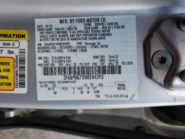 Photo 10 from auction – 2017 FORD FUSION S with VIN 3FA6P0G7XHR244393