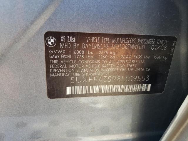 Photo 10 from auction – 2008 BMW X5 3.0I with VIN 5UXFE43598L019553
