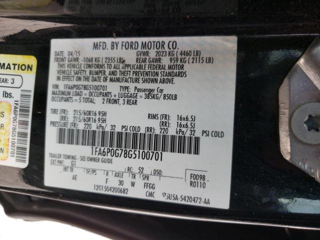 Photo 10 from auction – 2016 FORD FUSION S with VIN 1FA6P0G78G5100701