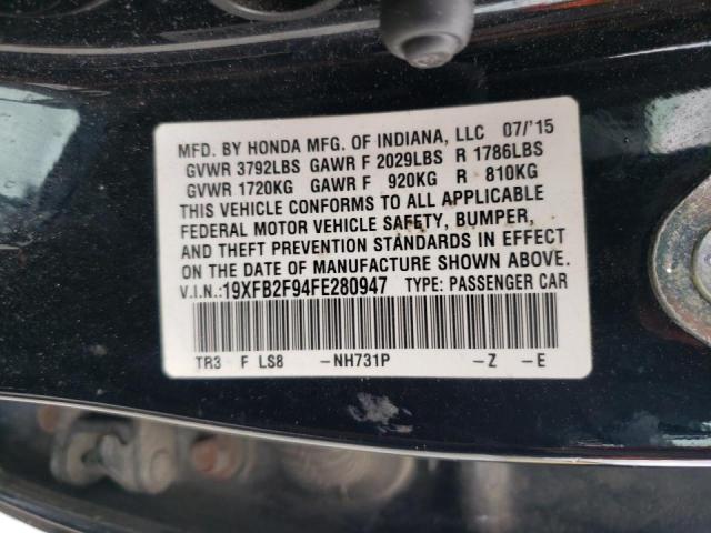 Photo 10 from auction – 2015 HONDA CIVIC EXL with VIN 19XFB2F94FE280947