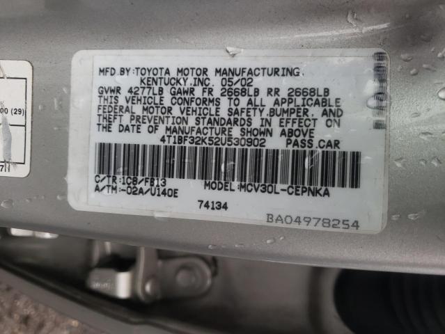 Photo 10 from auction – 2002 TOYOTA CAMRY LE with VIN 4T1BF32K52U530902