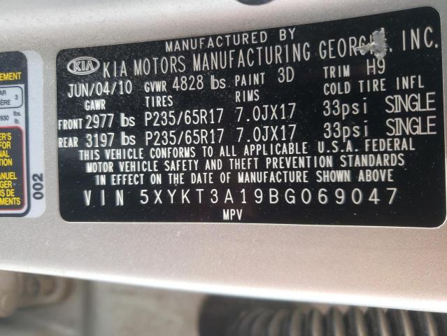 Photo 10 from auction – 2011 KIA SORENTO BA with VIN 5XYKT3A19BG069047