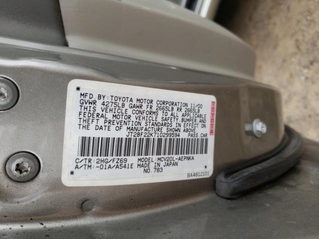 Photo 10 from auction – 2001 TOYOTA CAMRY CE with VIN JT2BF22K710299594
