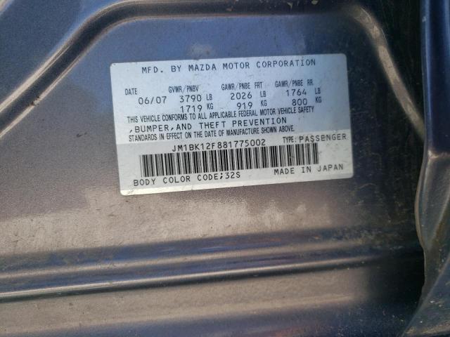 Photo 10 from auction – 2008 MAZDA 3 I with VIN JM1BK12F881775002