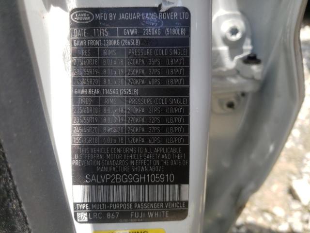 Photo 10 from auction – 2016 LAND ROVER RANGE ROVE with VIN SALVP2BG9GH105910