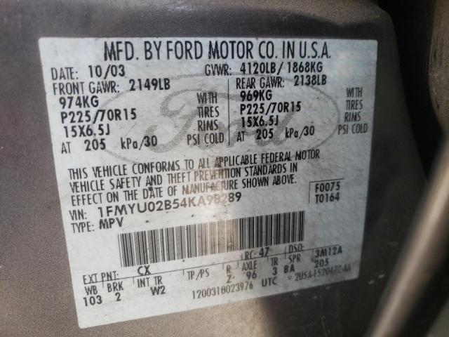 Photo 10 from auction – 2004 FORD ESCAPE XLS with VIN 1FMYU02B54KA98289