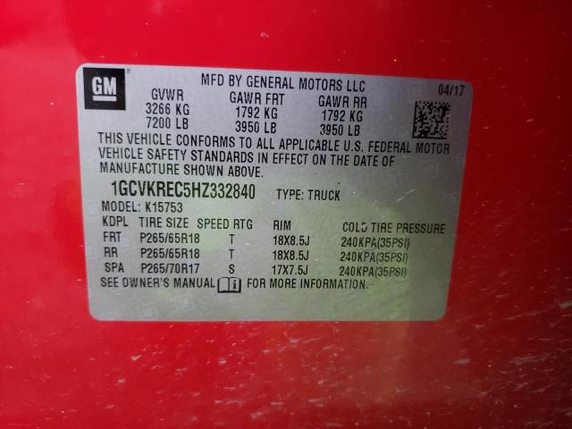Photo 10 from auction – 2017 CHEVROLET SILVERADO with VIN 1GCVKREC5HZ332840