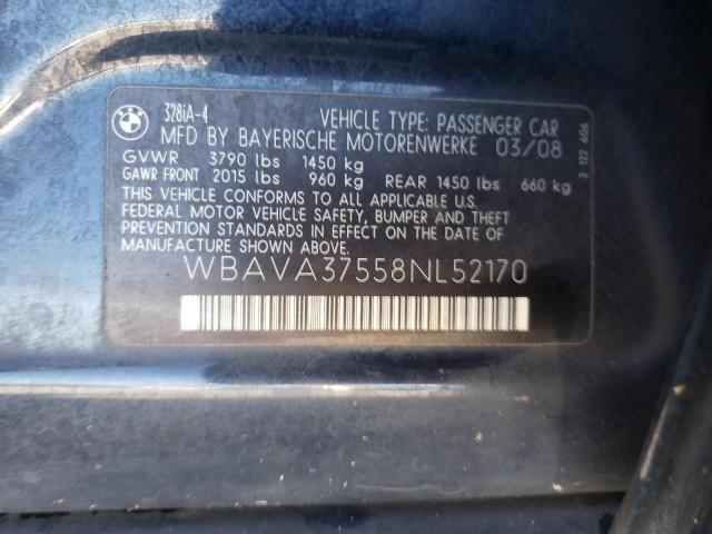 Photo 10 from auction – 2008 BMW 328 I with VIN WBAVA37558NL52170