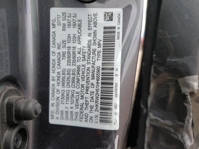 Photo 10 from auction – 2017 HONDA CR-V EX with VIN 2HKRW2H51HH665960