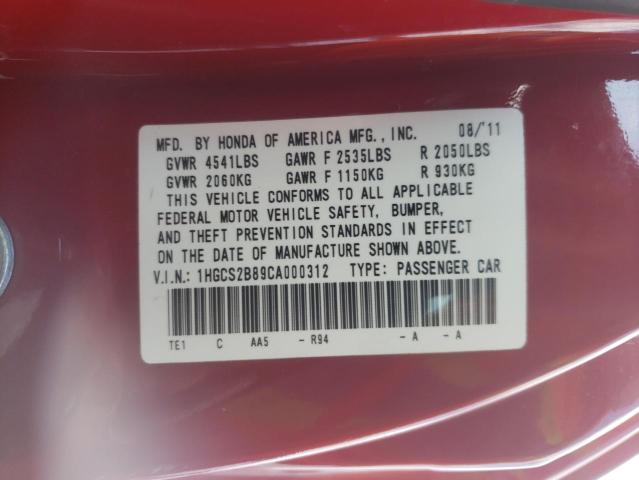 Photo 10 from auction – 2012 HONDA ACCORD EXL with VIN 1HGCS2B89CA000312