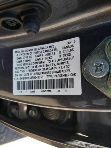 Photo 10 from auction – 2015 HONDA CIVIC LX with VIN 2HGFB2F53FH548955