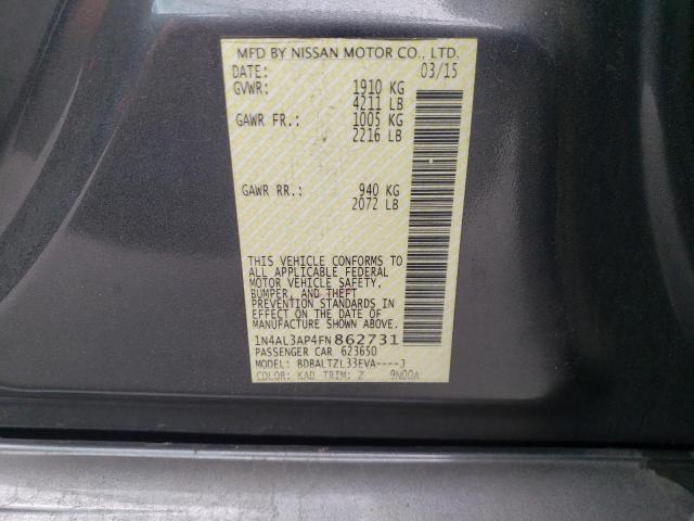 Photo 10 from auction – 2015 NISSAN ALTIMA 2.5 with VIN 1N4AL3AP4FN862731