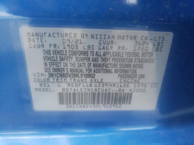 Photo 10 from auction – 2021 NISSAN VERSA S with VIN 3N1CN8DV3ML910952