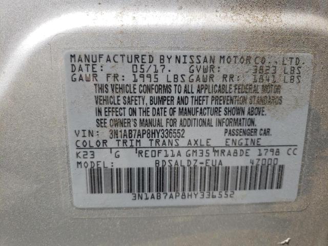 Photo 10 from auction – 2017 NISSAN SENTRA S with VIN 3N1AB7AP8HY336552