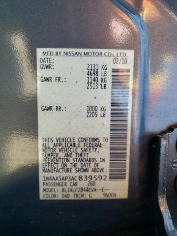 Photo 10 from auction – 2010 NISSAN MAXIMA S with VIN 1N4AA5AP3AC839592