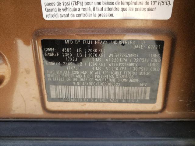 Photo 10 from auction – 2011 SUBARU OUTBACK 2. with VIN 4S4BRCKCXB3388522