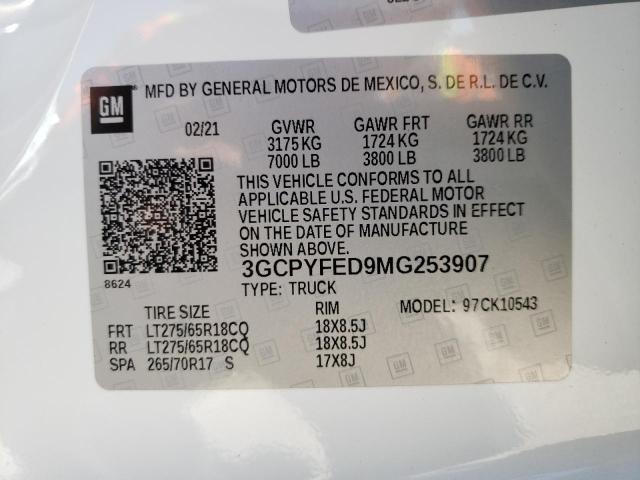 Photo 10 from auction – 2021 CHEVROLET SILVERADO with VIN 3GCPYFED9MG253907