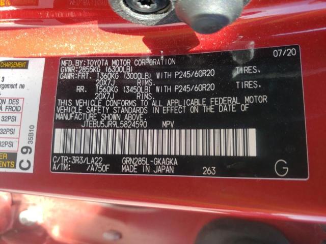 Photo 10 from auction – 2020 TOYOTA 4RUNNER SR with VIN JTEBU5JR9L5824590