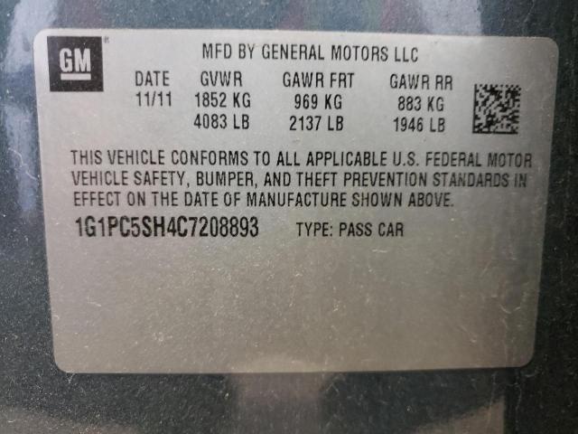 Photo 10 from auction – 2012 CHEVROLET CRUZE with VIN 1G1PC5SH4C7208893