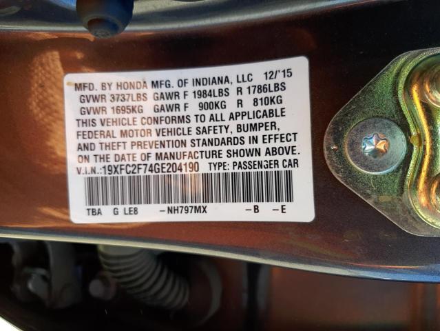 Photo 10 from auction – 2016 HONDA CIVIC EX with VIN 19XFC2F74GE204190