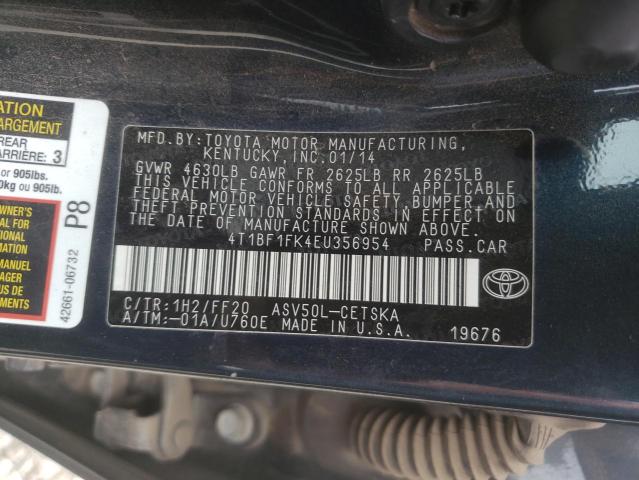 Photo 10 from auction – 2014 TOYOTA CAMRY L with VIN 4T1BF1FK4EU356954