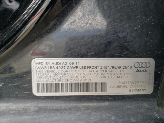 Photo 10 from auction – 2012 AUDI A4 PREMIUM with VIN WAUBFAFL4CN008430