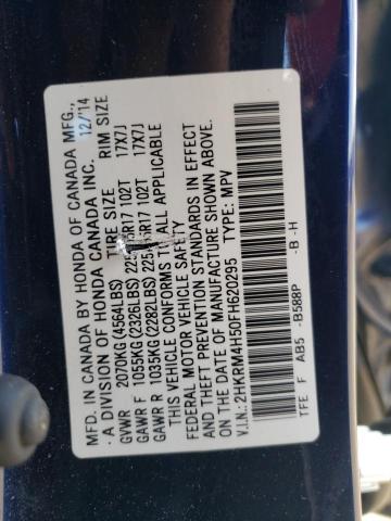 Photo 10 from auction – 2015 HONDA CR-V EX with VIN 2HKRM4H50FH620295