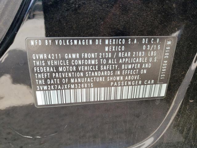 Photo 10 from auction – 2015 VOLKSWAGEN JETTA BASE with VIN 3VW2K7AJXFM326815
