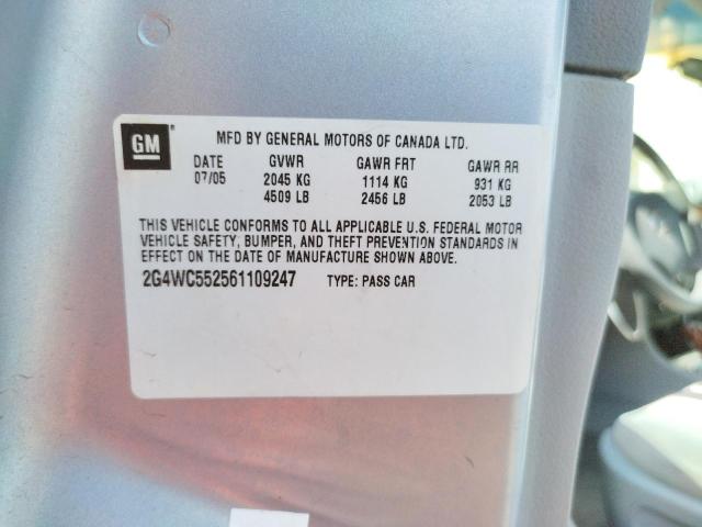 Photo 10 from auction – 2006 BUICK LACROSSE C with VIN 2G4WC552561109247