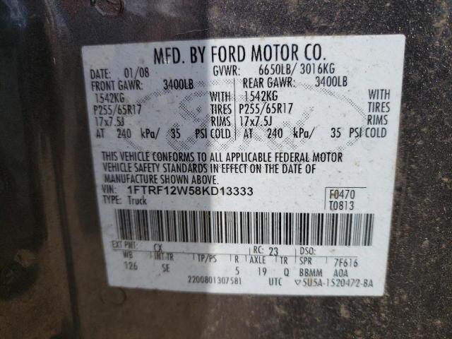 Photo 10 from auction – 2008 FORD F150 with VIN 1FTRF12W58KD13333