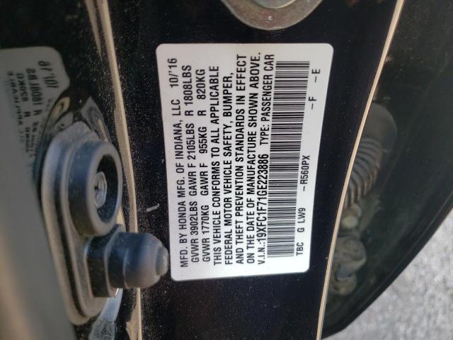 Photo 10 from auction – 2016 HONDA CIVIC EXL with VIN 19XFC1F71GE223886