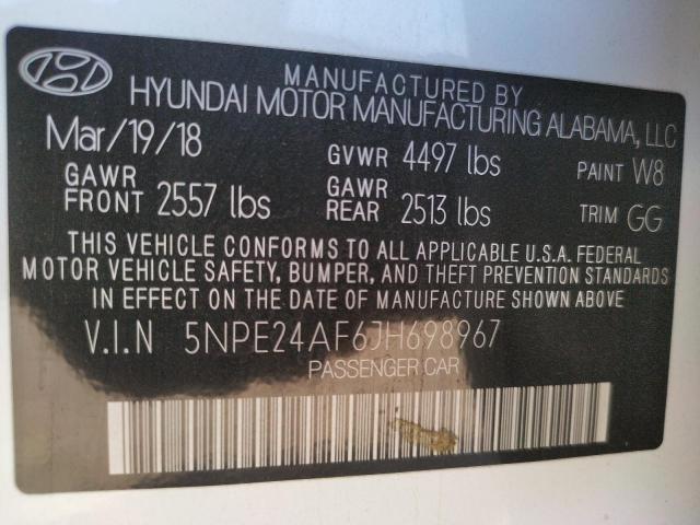 Photo 10 from auction – 2018 HYUNDAI SONATA SE with VIN 5NPE24AF6JH698967