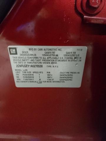 Photo 10 from auction – 2010 CHEVROLET EQUINOX LT with VIN 2CNFLGEY1A6276538