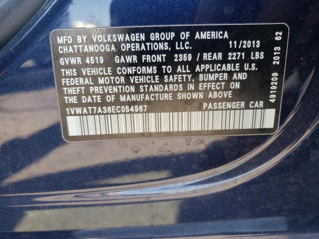 Photo 10 from auction – 2014 VOLKSWAGEN PASSAT S with VIN 1VWAT7A36EC054967
