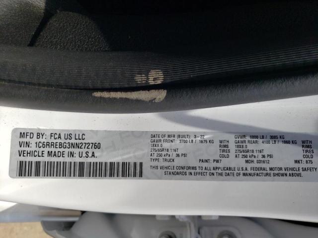 Photo 10 from auction – 2022 RAM 1500 BIG H with VIN 1C6RREBG3NN272760