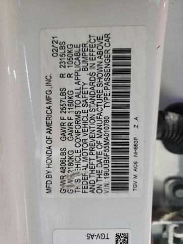 Photo 10 from auction – 2021 ACURA TLX TECH A with VIN 19UUB5F55MA010780