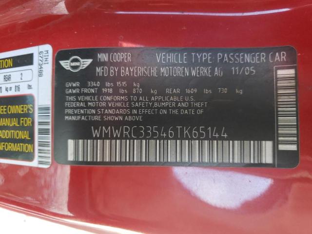Photo 10 from auction – 2006 MINI COOPER with VIN WMWRC33546TK65144
