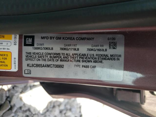 Photo 10 from auction – 2021 CHEVROLET SPARK LS with VIN KL8CB6SA4MC708992