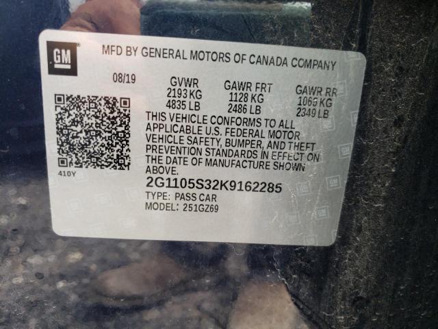 Photo 10 from auction – 2019 CHEVROLET IMPALA PRE with VIN 2G1105S32K9162285