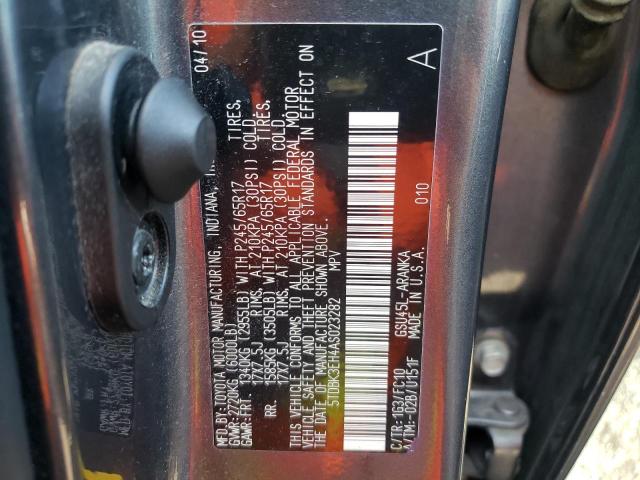 Photo 10 from auction – 2010 TOYOTA HIGHLANDER with VIN 5TDBK3EH4AS023282