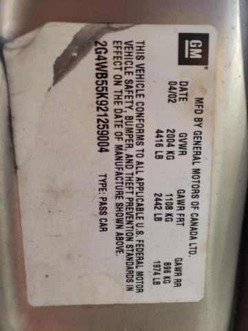 Photo 10 from auction – 2002 BUICK REGAL LS with VIN 2G4WB55K921259004