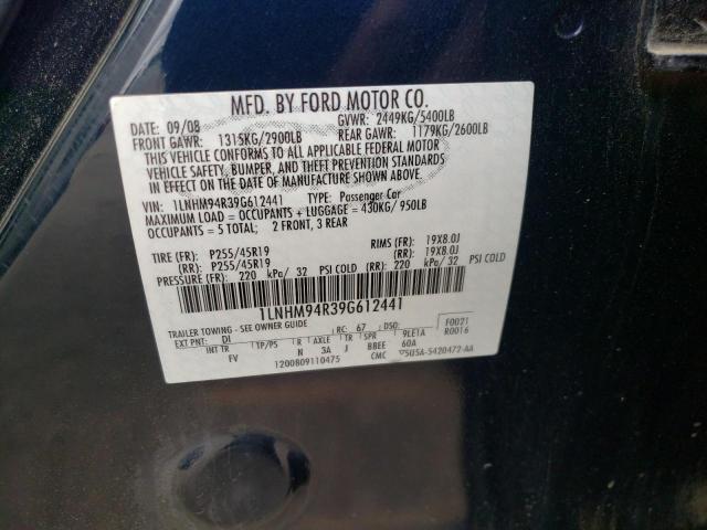 Photo 10 from auction – 2009 LINCOLN MKS with VIN 1LNHM94R39G612441