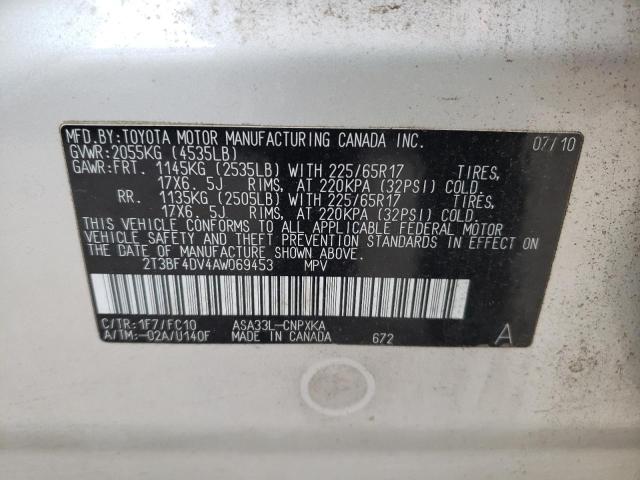 Photo 10 from auction – 2010 TOYOTA RAV4 with VIN 2T3BF4DV4AW069453